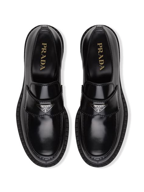 prada logo plaque chunky heel loafers